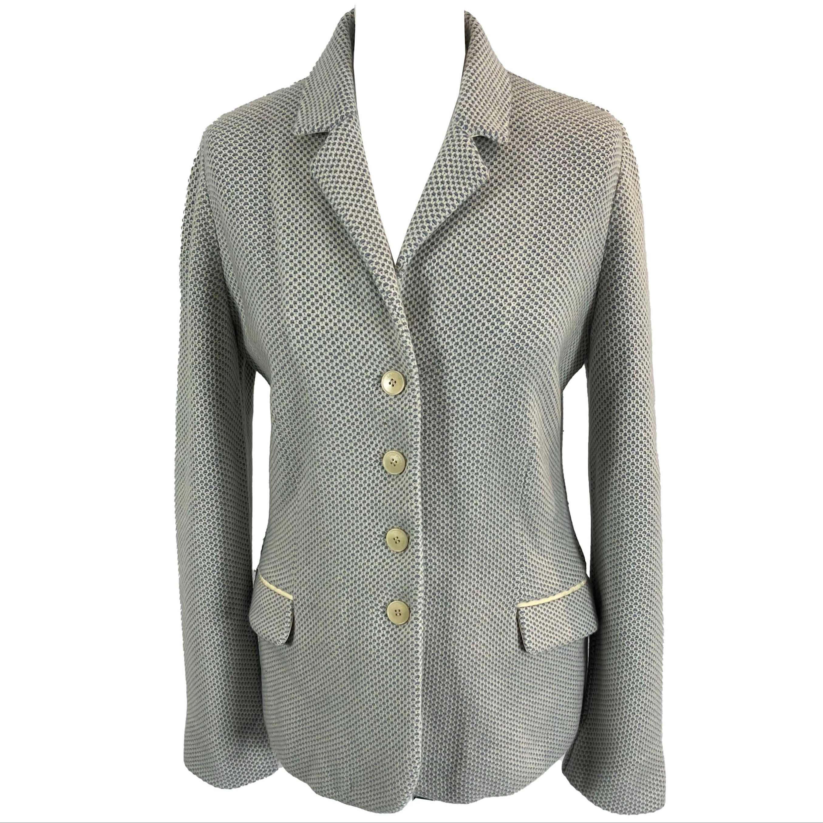 Loro Piana Pale Blue & Ecru Knit Baby Cashmere Jacket S