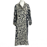 Cabbages & Roses Brand New £ 660 Navy Brocade Reversible Coat L/XL/XXL