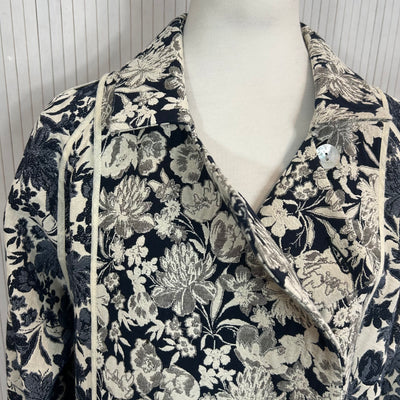 Cabbages & Roses Brand New £ 660 Navy Brocade Reversible Coat L/XL/XXL