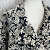 Cabbages & Roses Brand New £ 660 Navy Brocade Reversible Coat L/XL/XXL