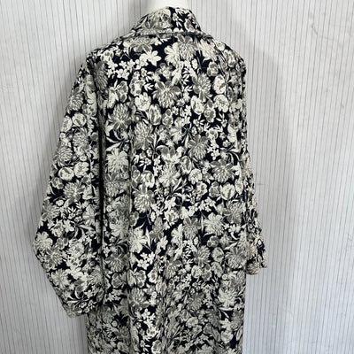 Cabbages & Roses Brand New £ 660 Navy Brocade Reversible Coat L/XL/XXL