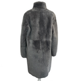 Joseph £1875 Ice Grey Reversible Shearling Brittanny Polar Coat M/L