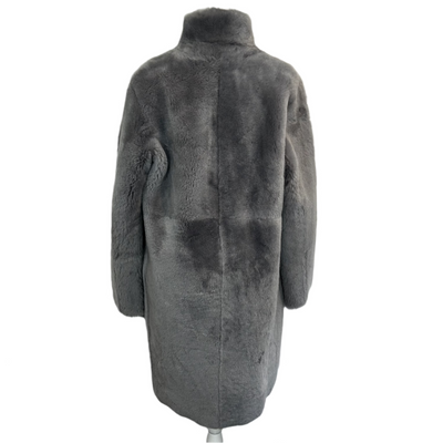 Joseph £1875 Ice Grey Reversible Shearling Brittanny Polar Coat M/L