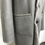 Joseph £1875 Ice Grey Reversible Shearling Brittanny Polar Coat M/L