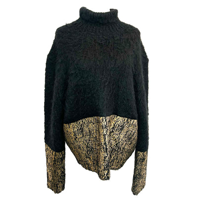 Dolce & Gabbana £1966 Gold Painted Mohair Blend Sweater L