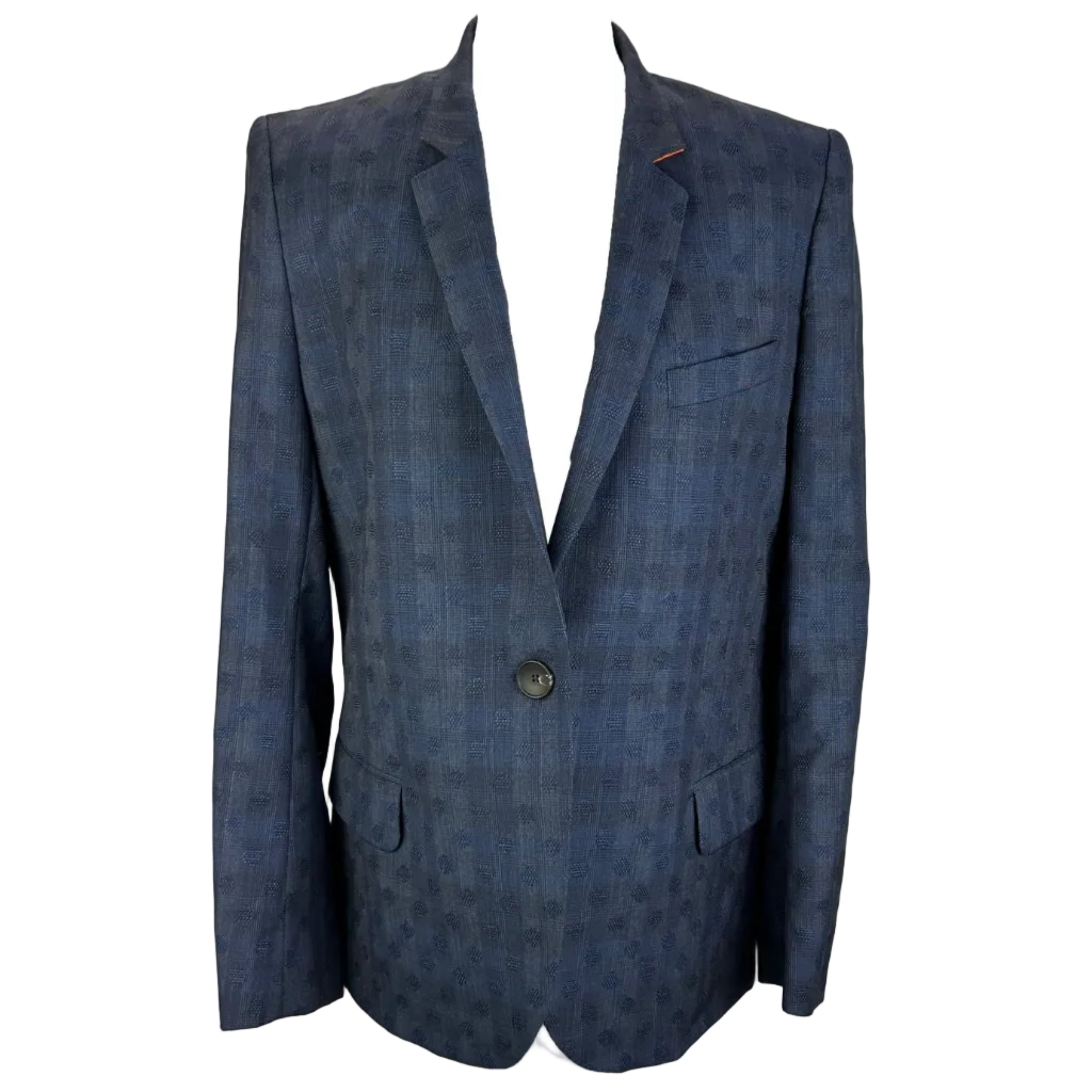 Paul Smith Baby Navy Jacquard Wool Blazer L