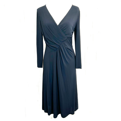 Armani Collezioni Navy Silky Jersey Midi Dress XL