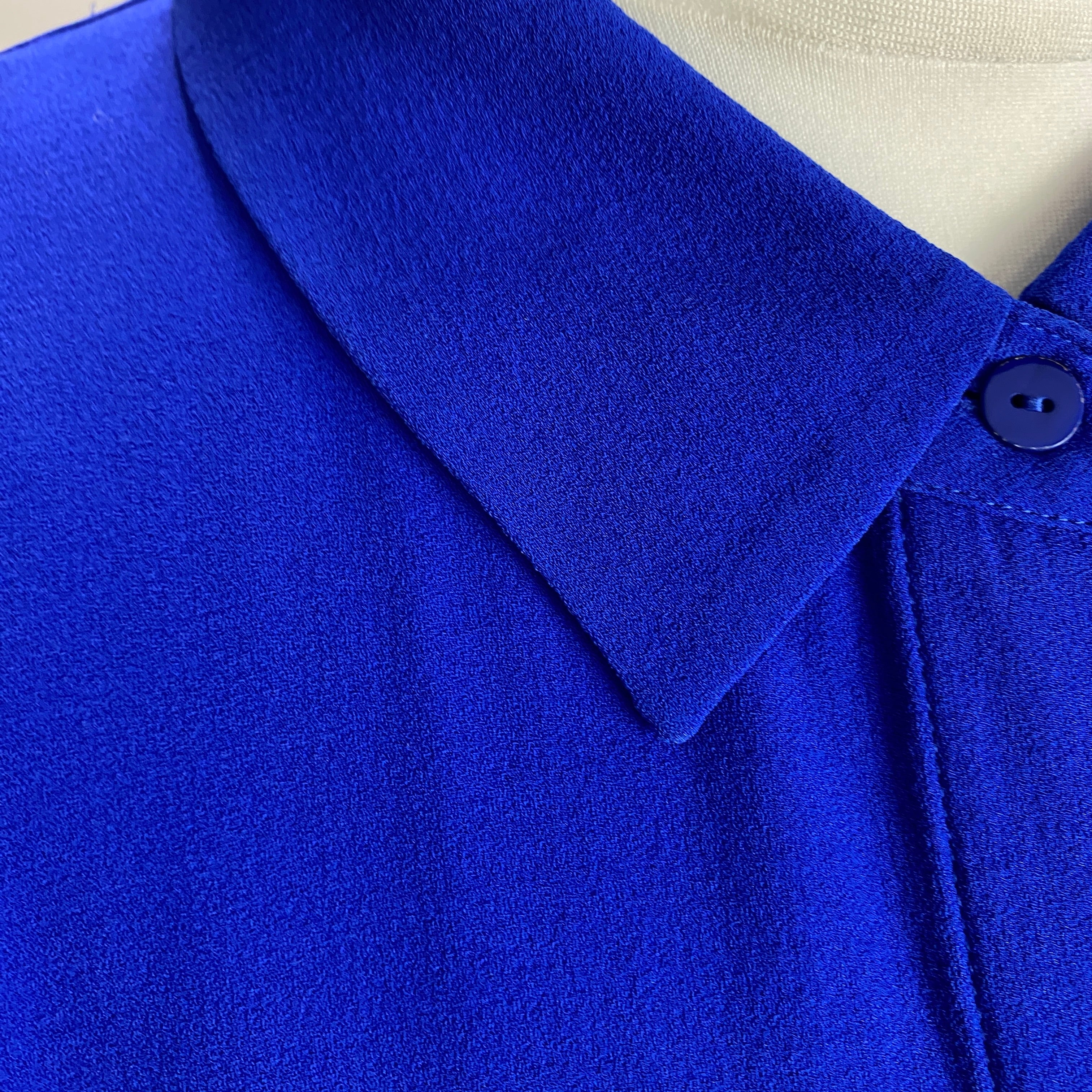 Eileen Fisher Cobalt Silk Georgette Shirtdress L