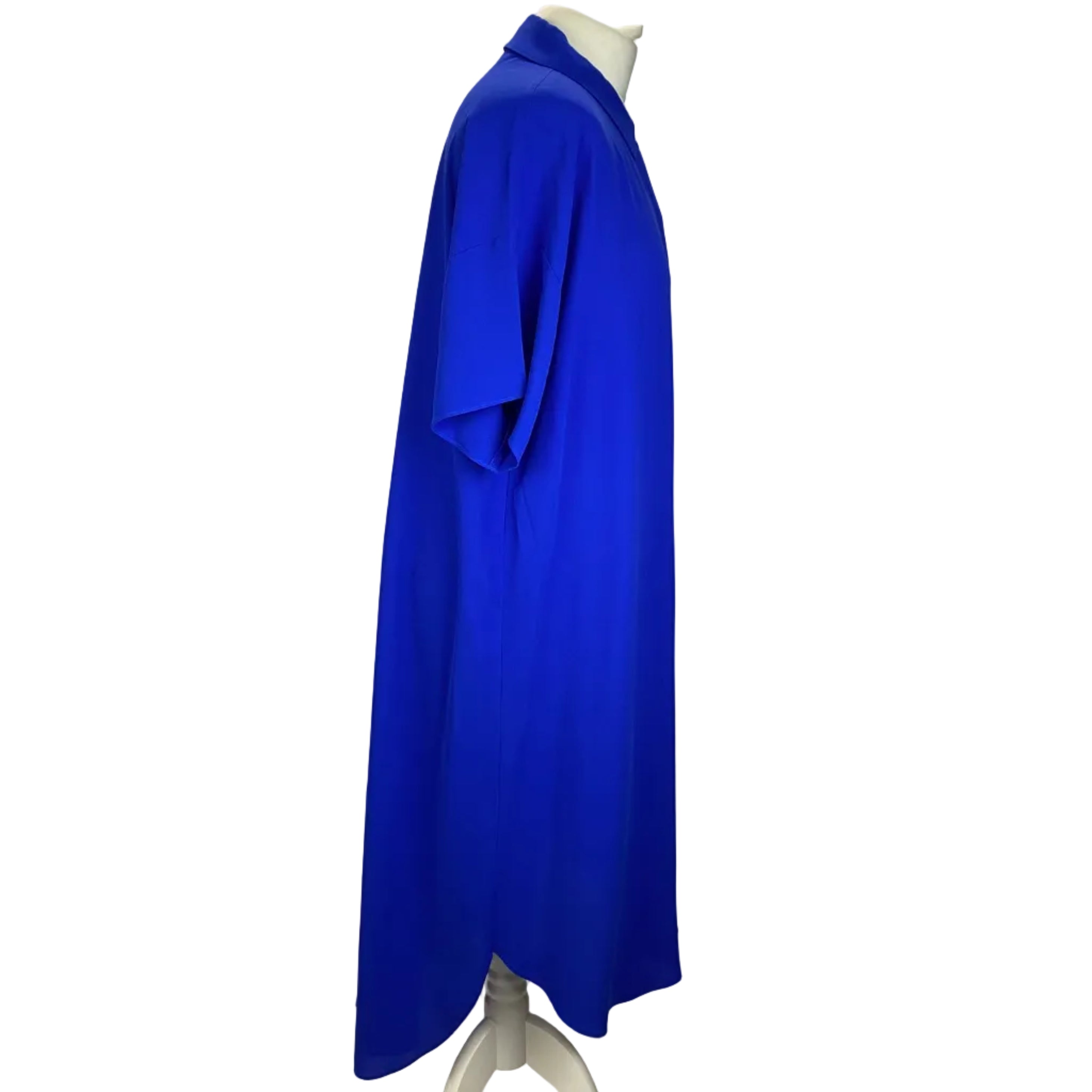 Eileen Fisher Cobalt Silk Georgette Shirtdress L