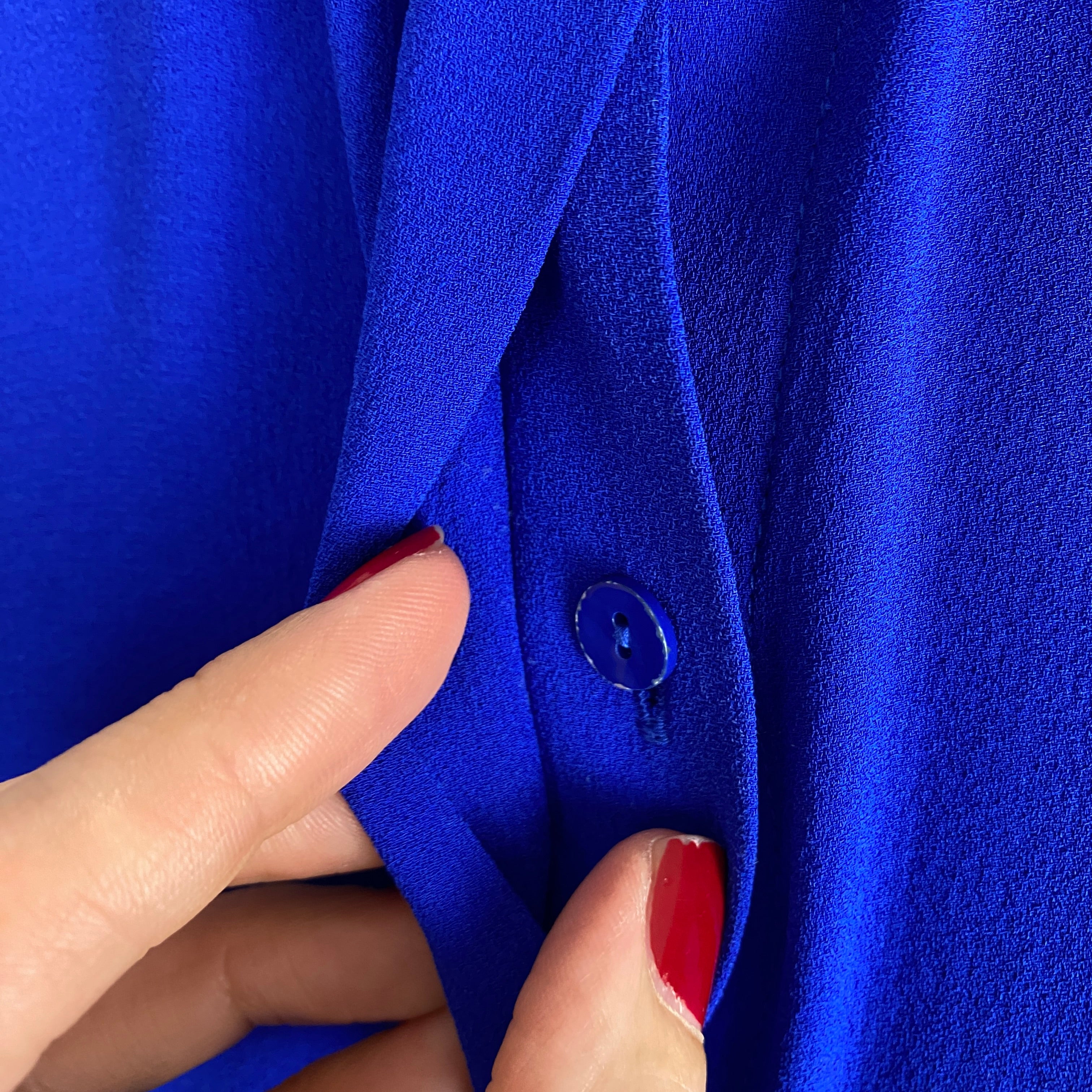 Eileen Fisher Cobalt Silk Georgette Shirtdress L