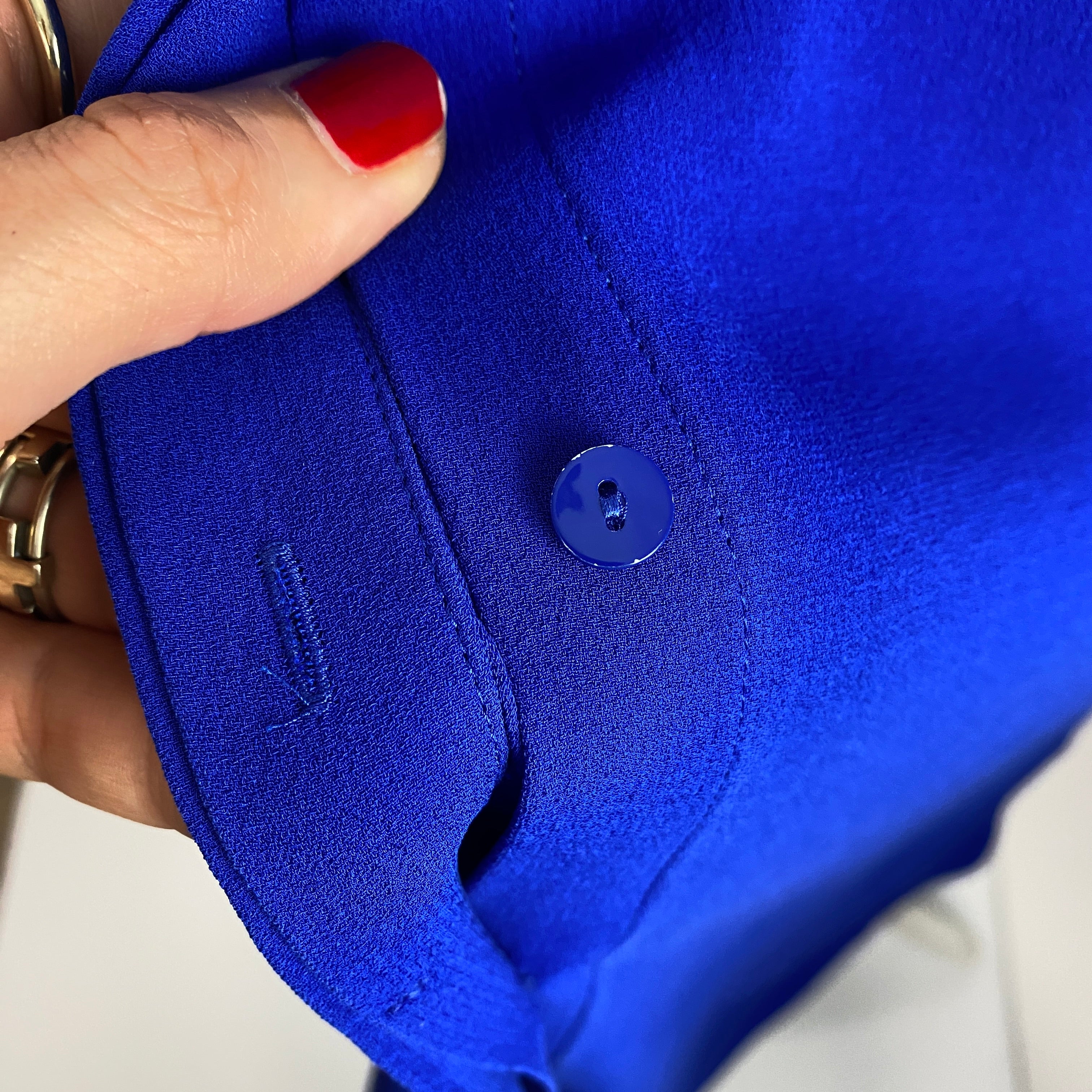 Eileen Fisher Cobalt Silk Georgette Shirtdress L