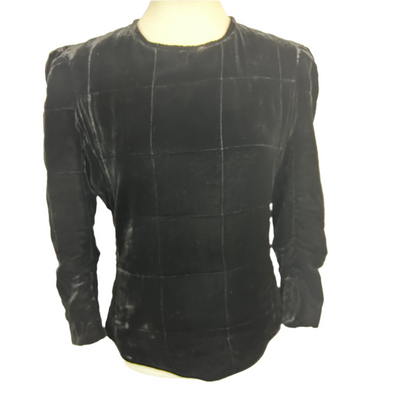 Isabel Marant Black Quilted Silk Velvet Top M