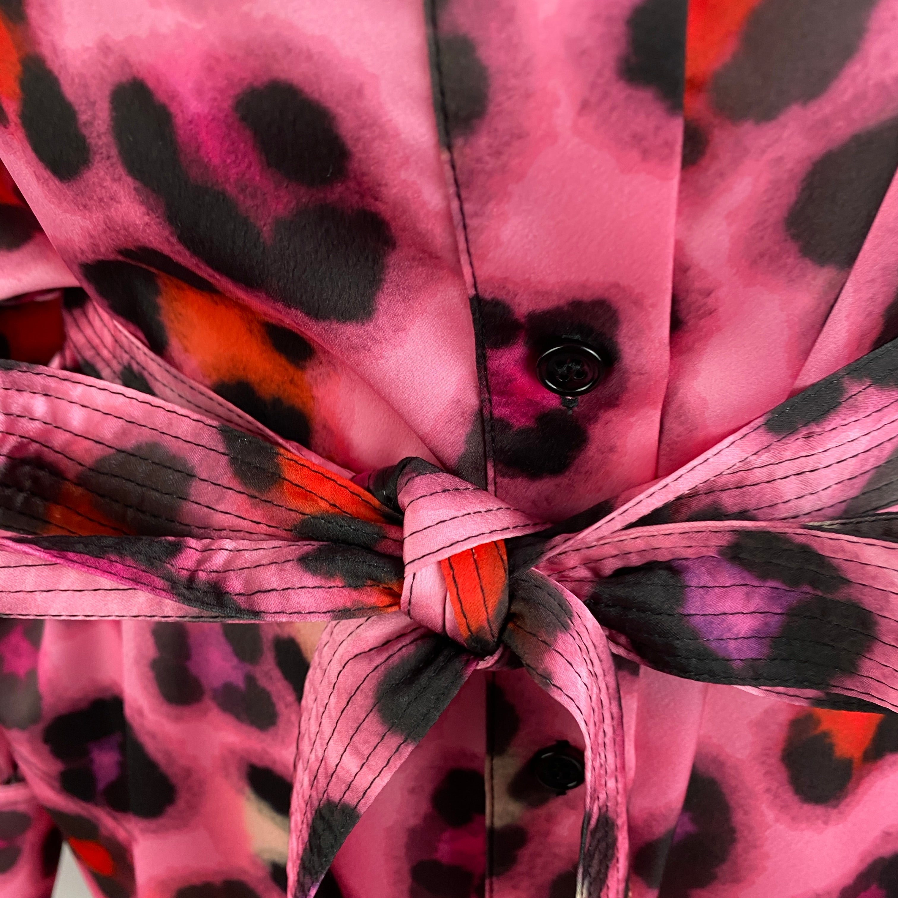 Essentiel Antwerp New £240 Pink Satin Leopard Shirtdress XL