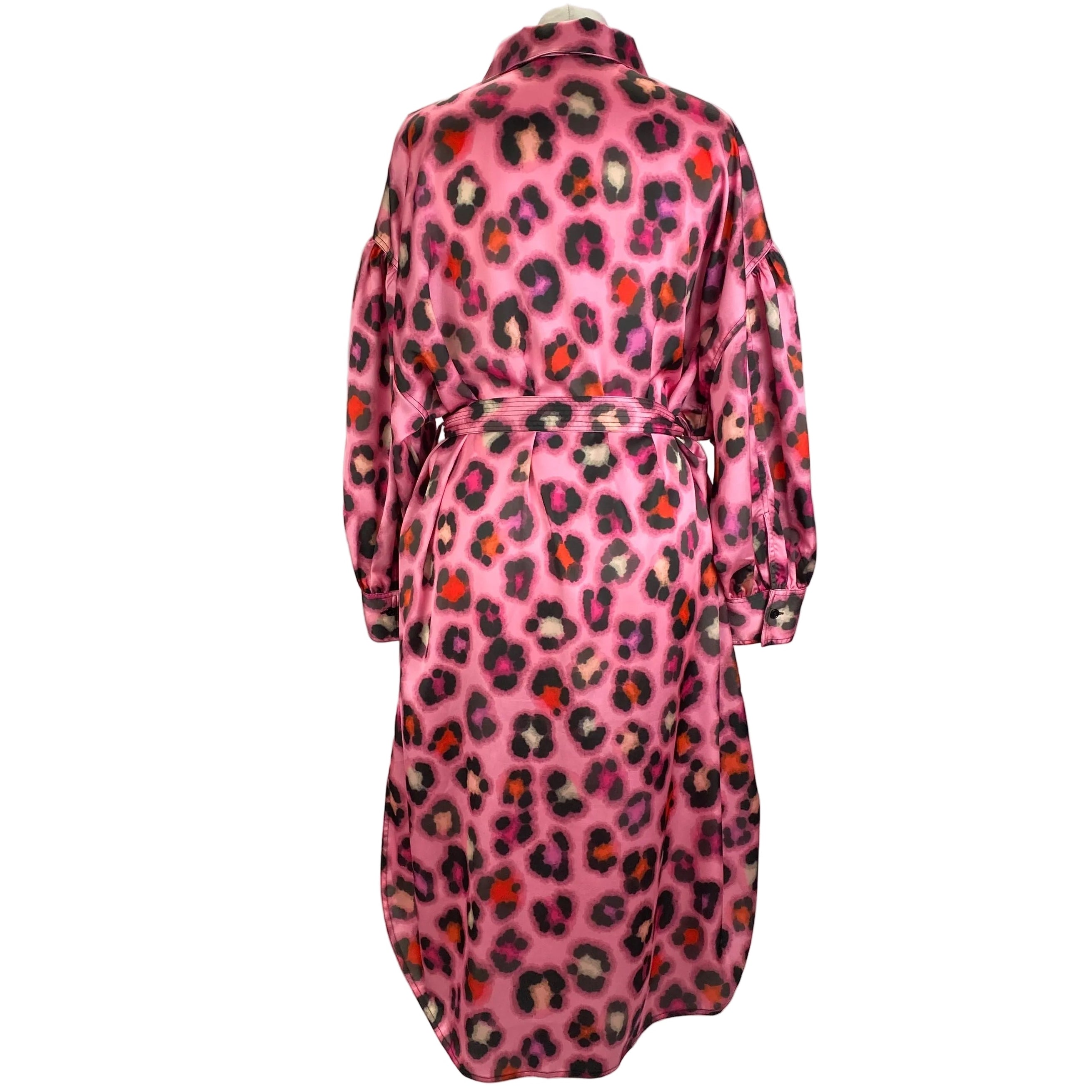 Essentiel Antwerp New £240 Pink Satin Leopard Shirtdress XL