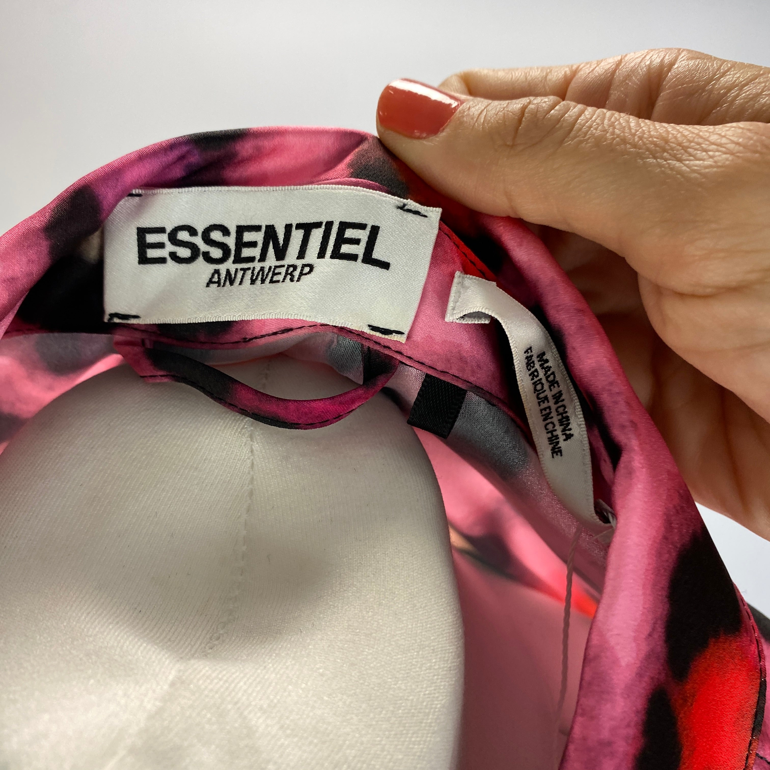 Essentiel Antwerp New £240 Pink Satin Leopard Shirtdress XL