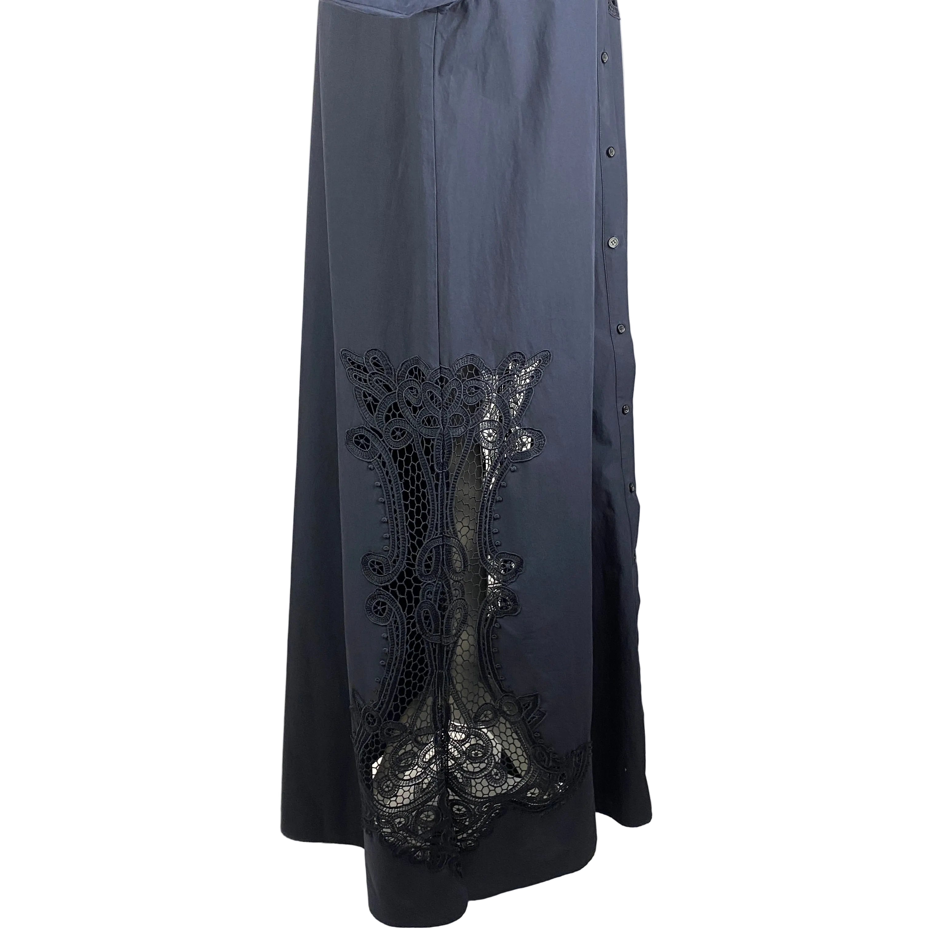 Essentiel Antwerp New £265 Navy Cotton & Lace Maxi Dress M/L/XL