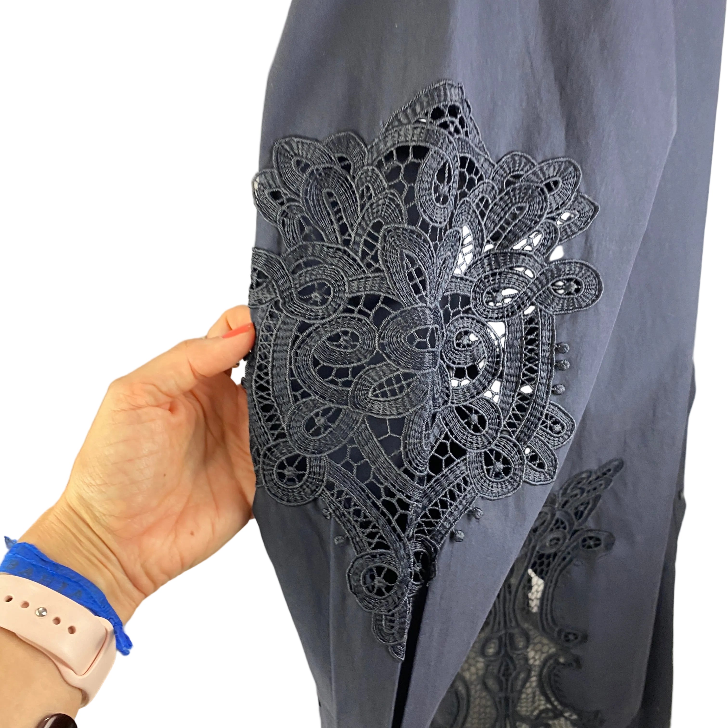 Essentiel Antwerp New £265 Navy Cotton & Lace Maxi Dress M/L/XL