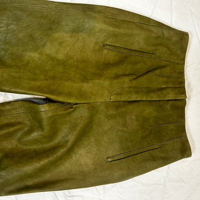 Veronica Beard $1000 Olive Lambskin Leggings XXS