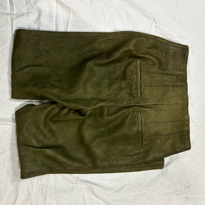 Veronica Beard $1000 Olive Lambskin Leggings XXS