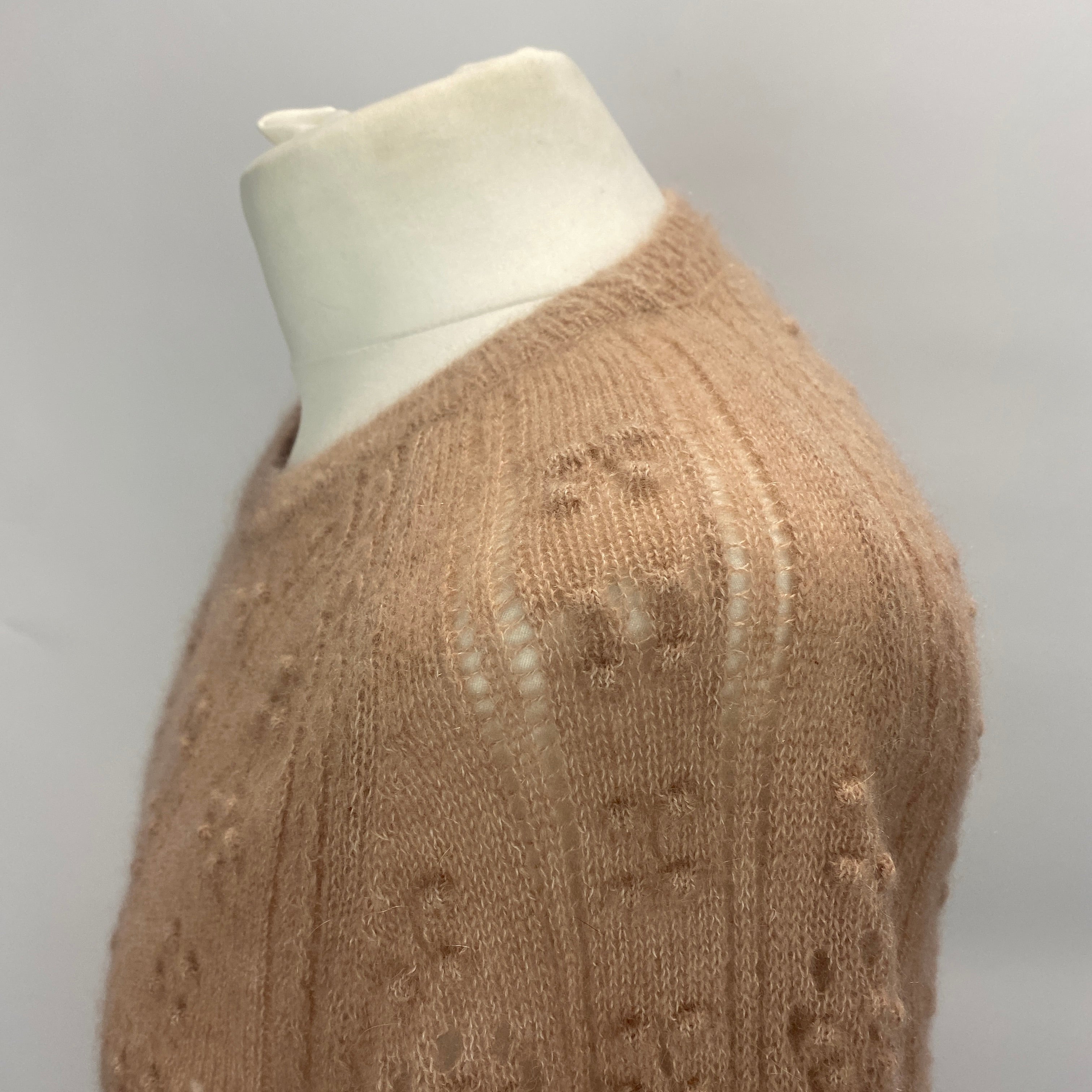 Doen New £311 Powder Pink Alpaca Lace Knit Sweater M