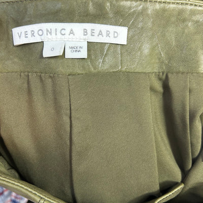 Veronica Beard $1000 Olive Lambskin Leggings XXS