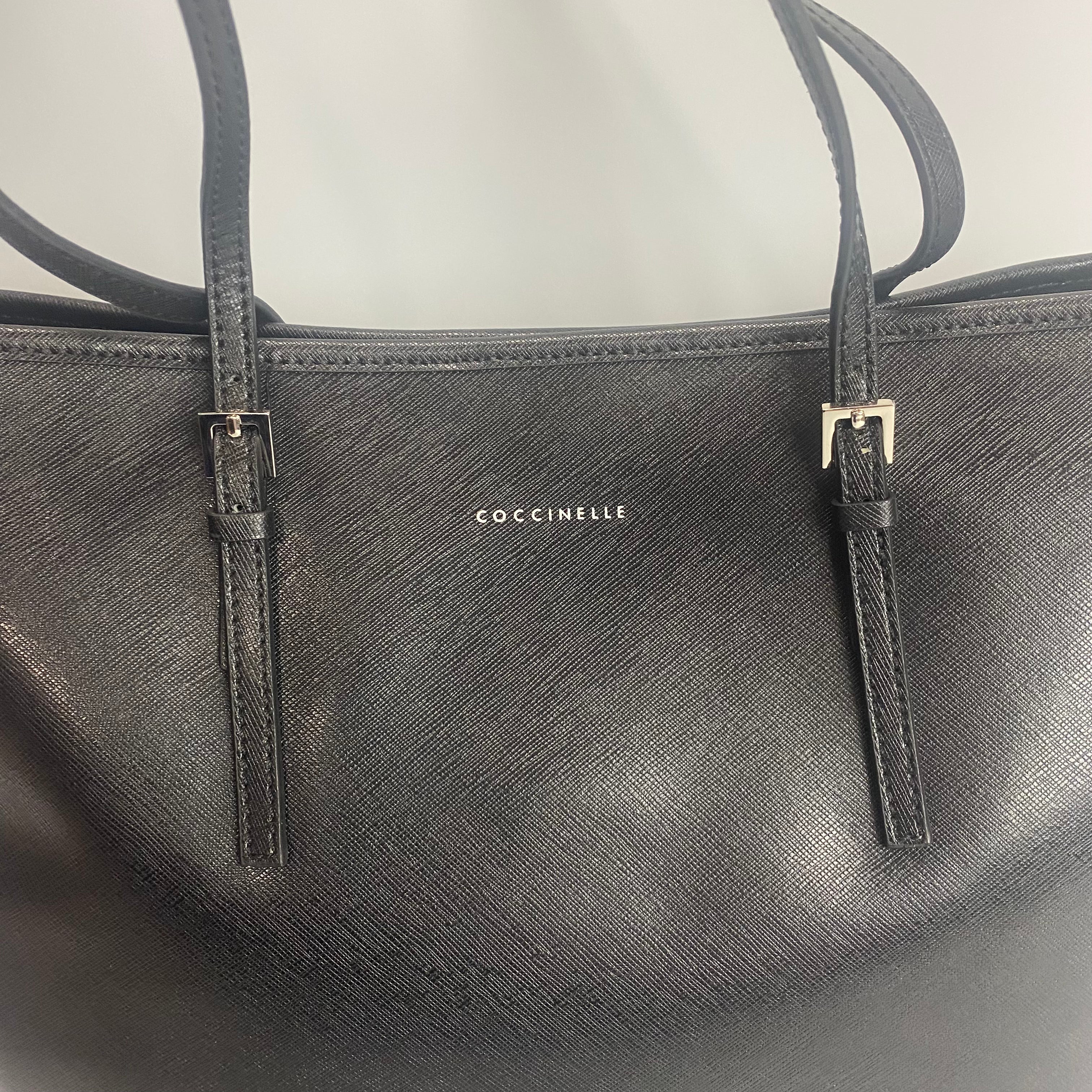Coccinelle Black Saffiano Leather Tote Bag