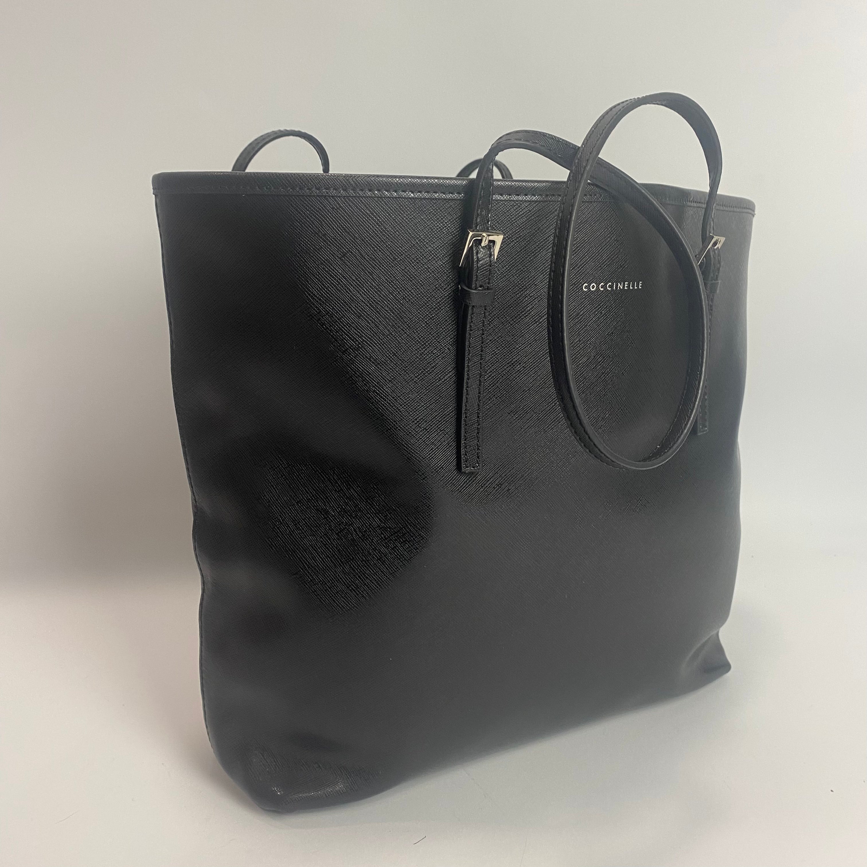 Coccinelle Black Saffiano Leather Tote Bag