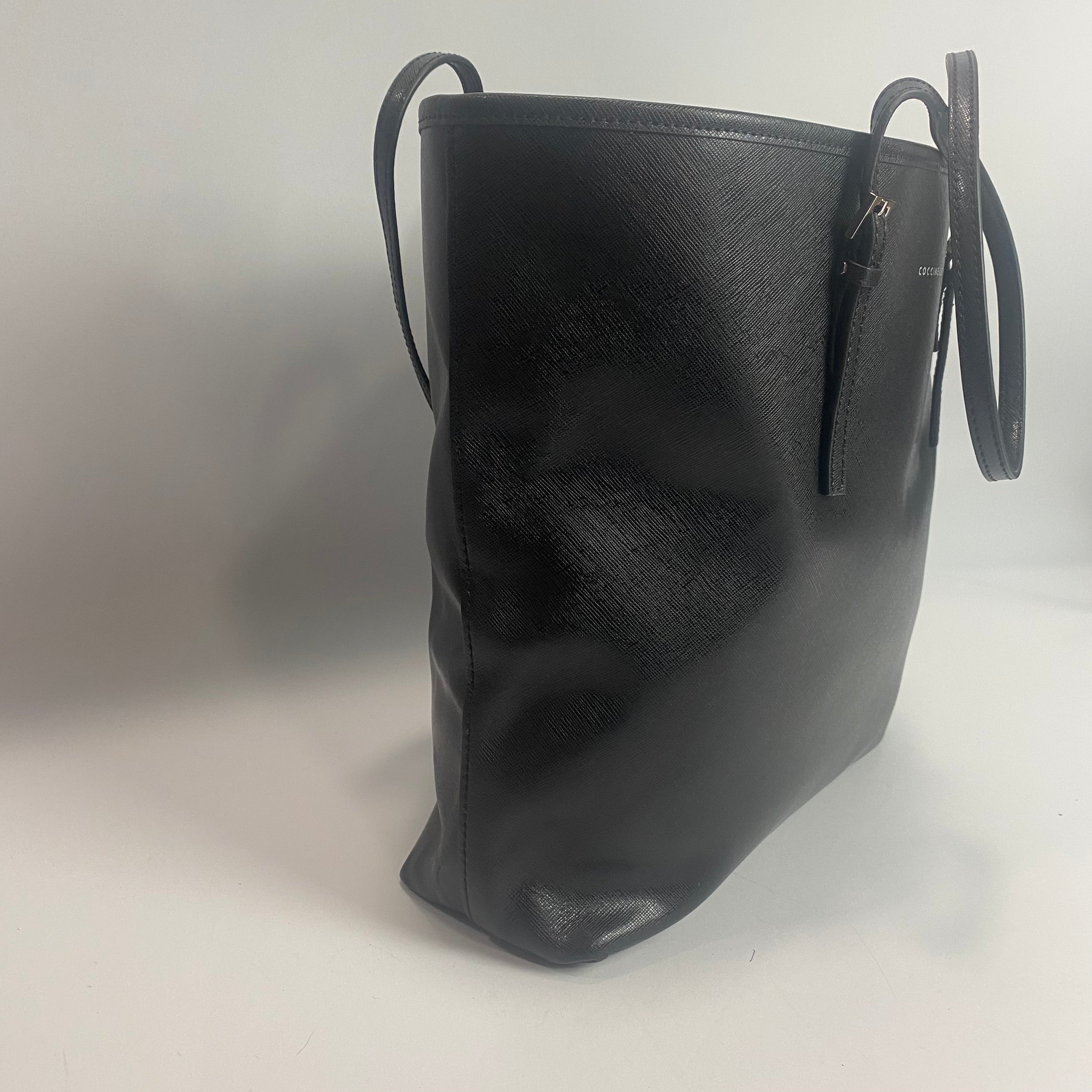 Coccinelle Black Saffiano Leather Tote Bag