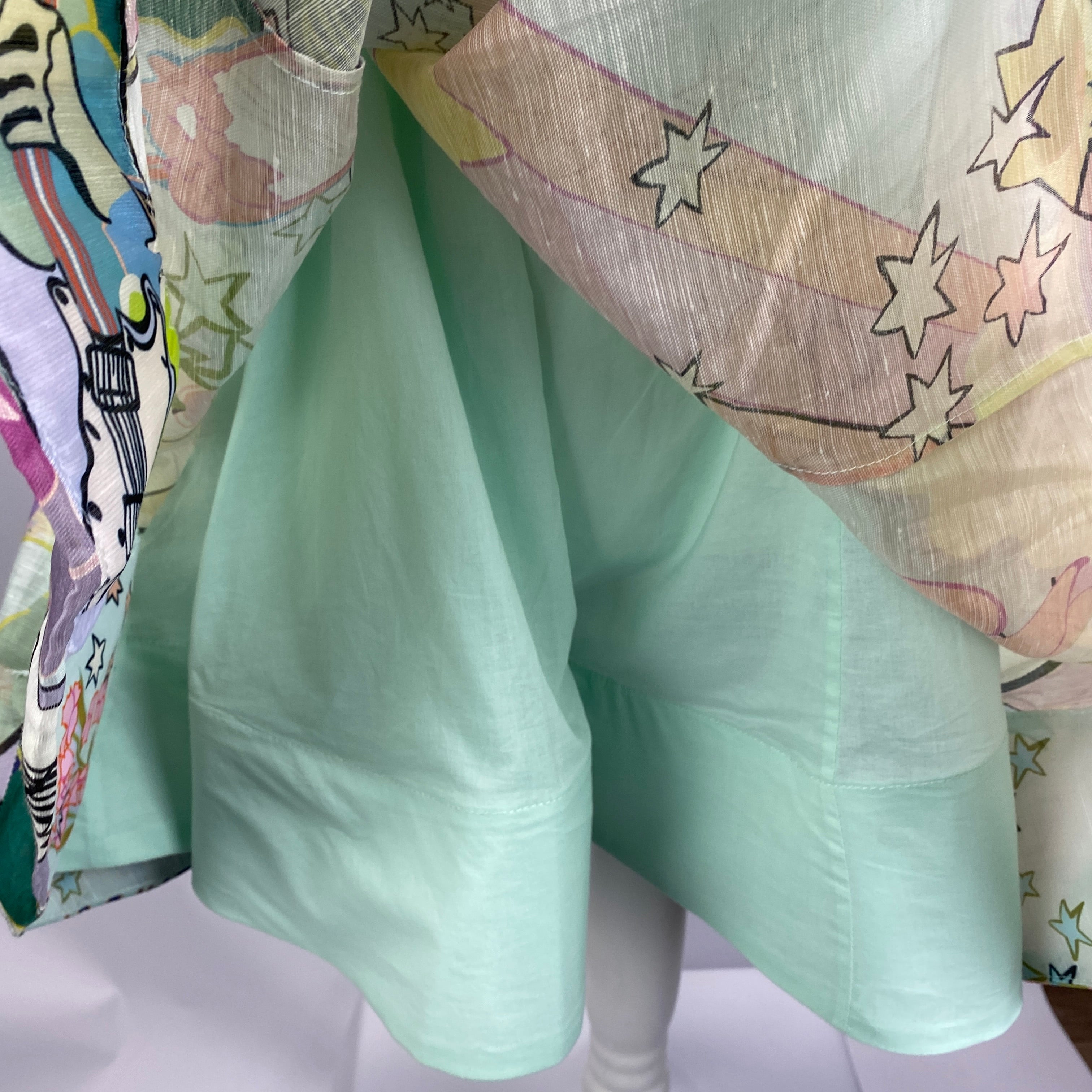 Zimmerman New Mint Linen Organza Print Midi Dress XS