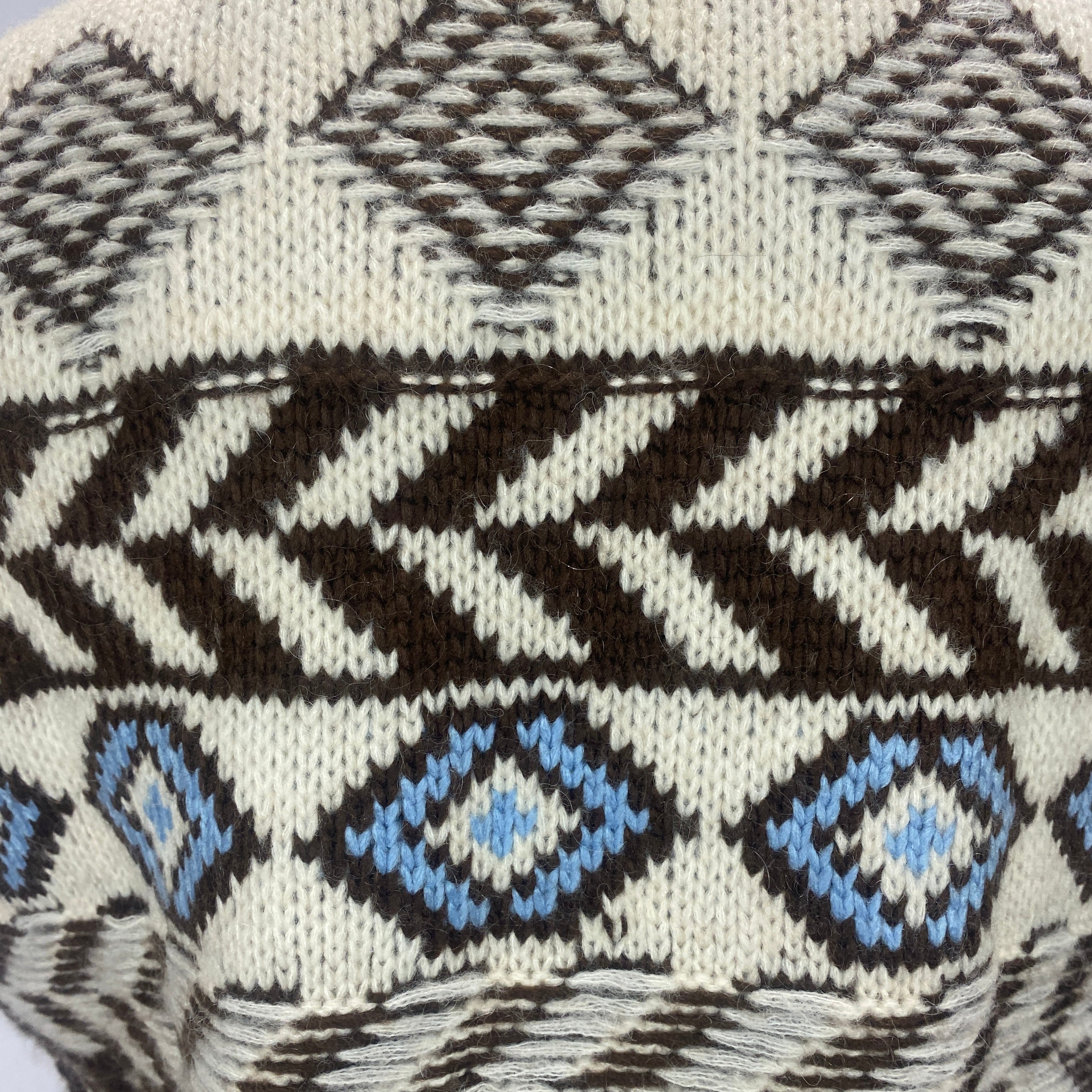 Le Jean New £192 Ecru & Brown Fairisle Knit Vest M/L/XL