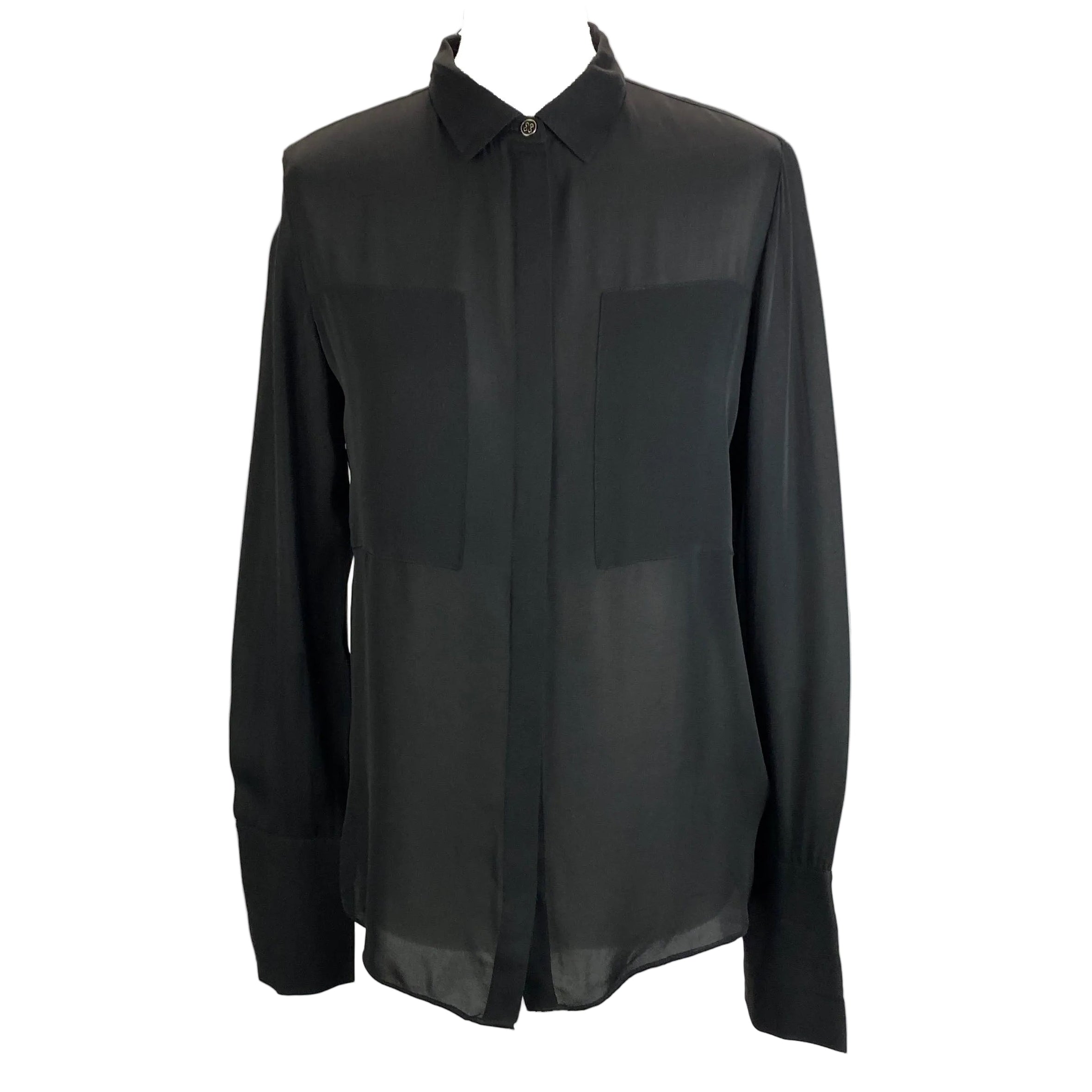 Me&Em Black Silk Slim Fit Shirt XS