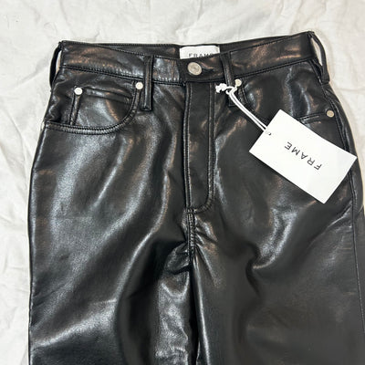 Frame Brand New £899 Black Leather Le High Jeans 25