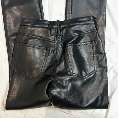 Frame Brand New £899 Black Leather Le High Jeans 25