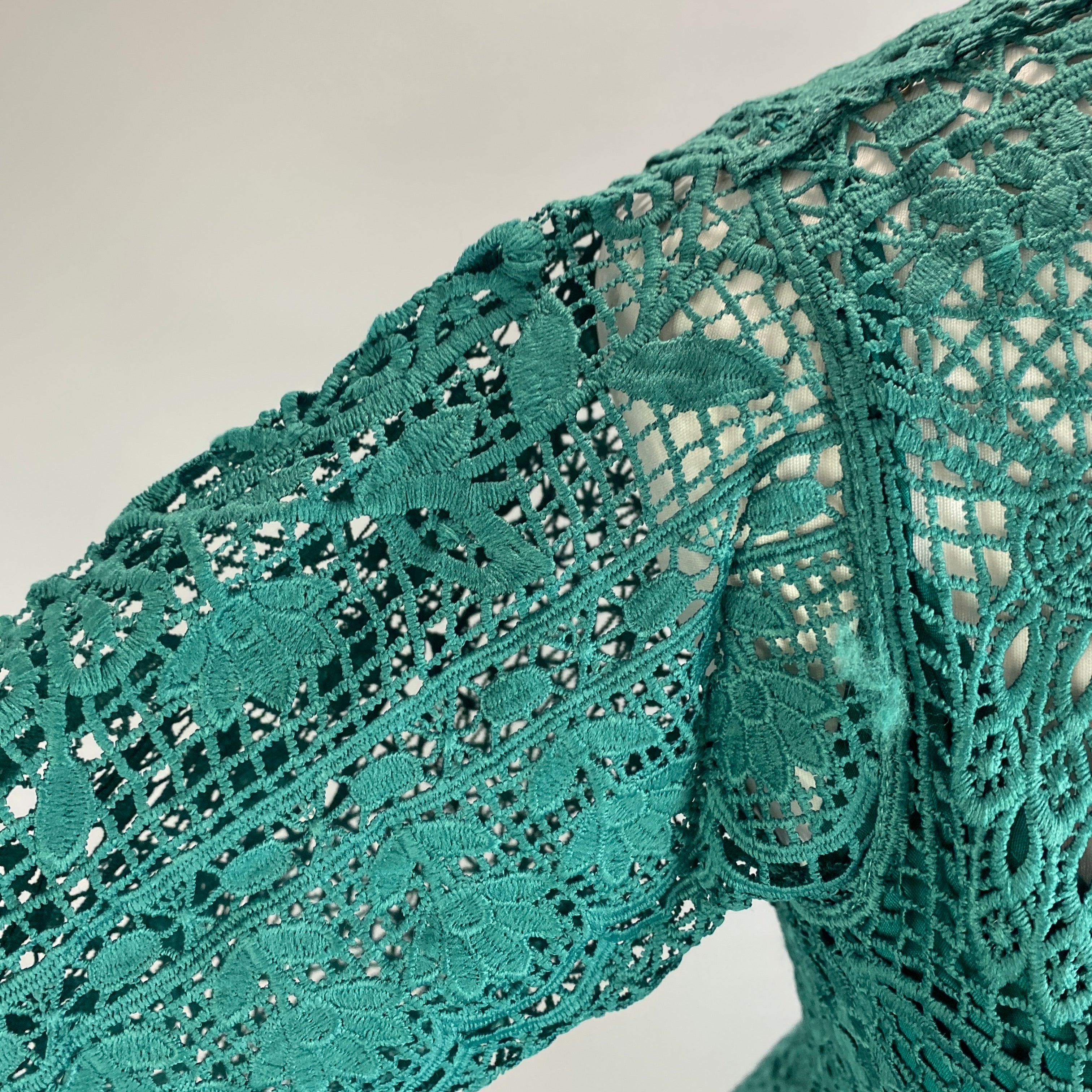 Farm Rio New £360 Emerald Guipure Maxi Dress XS
