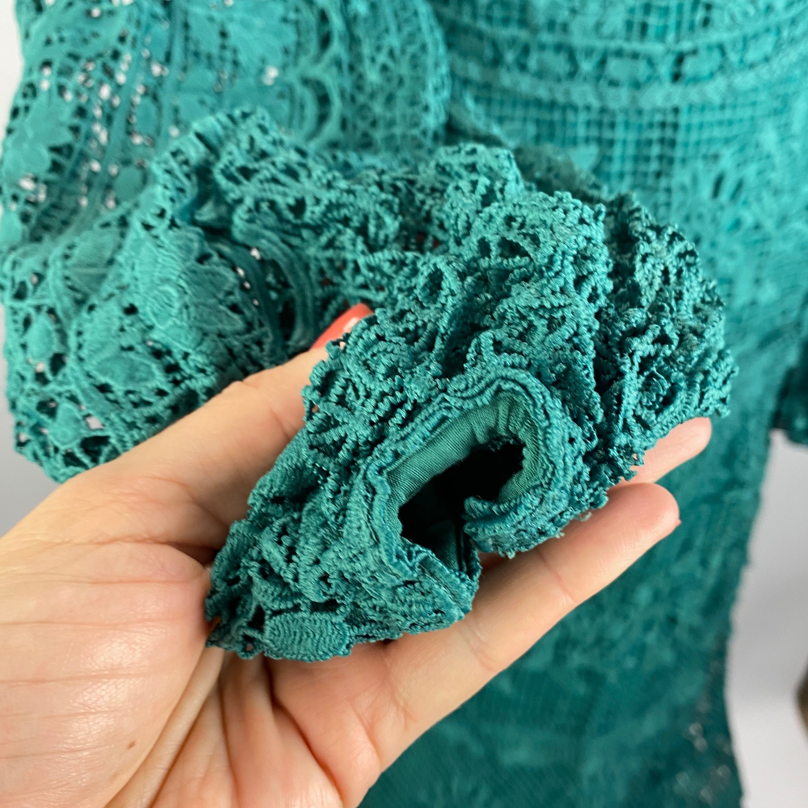 Farm Rio New £360 Emerald Guipure Maxi Dress XS