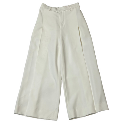 Roland Mouret £450 Cream Wide Leg Crepe Crop Trousers XXS