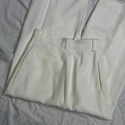 Roland Mouret £450 Cream Wide Leg Crepe Crop Trousers XXS