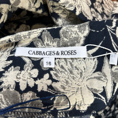 Cabbages & Roses Navy Brocade Maxi Skirt XL