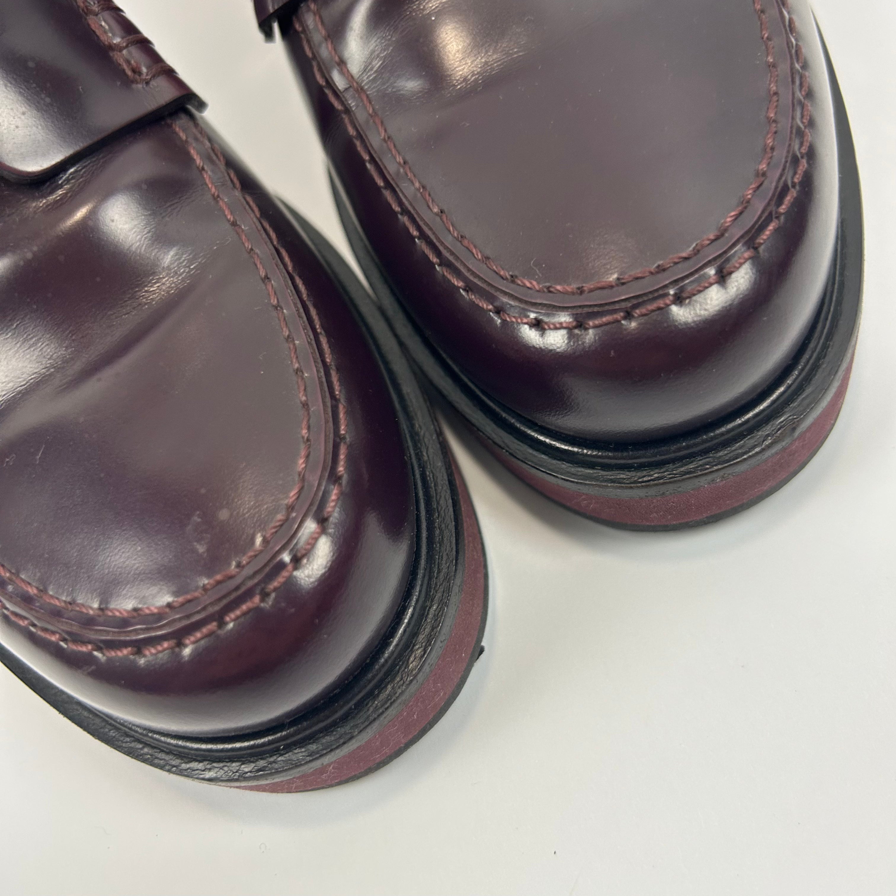 Hermes £820 Oxblood Leather Hour Block Heel Loafers 39