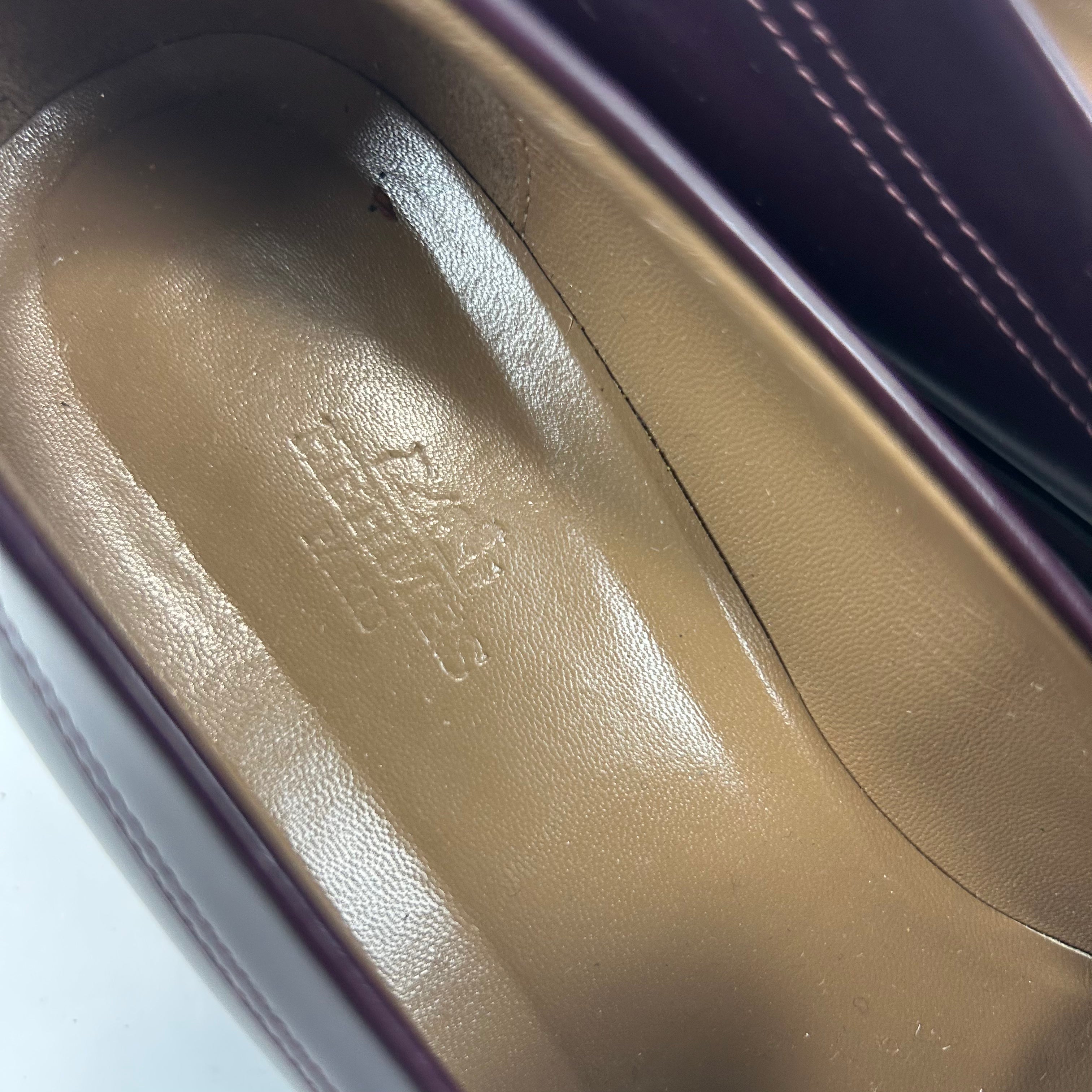 Hermes £820 Oxblood Leather Hour Block Heel Loafers 39