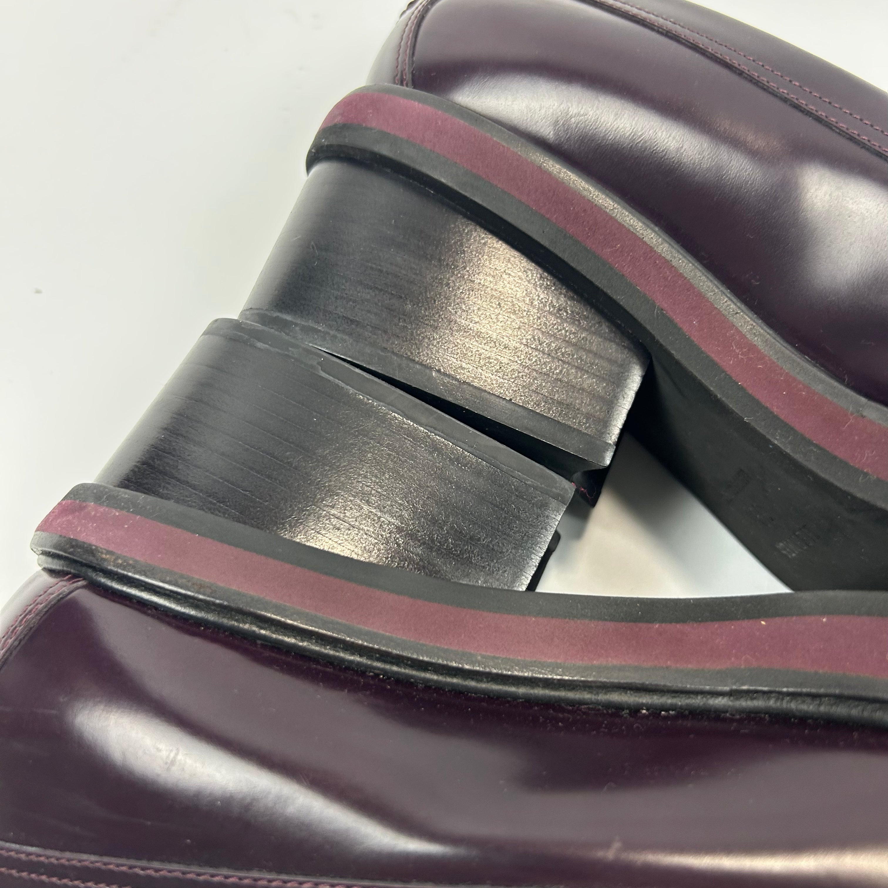 Hermes £820 Oxblood Leather Hour Block Heel Loafers 39