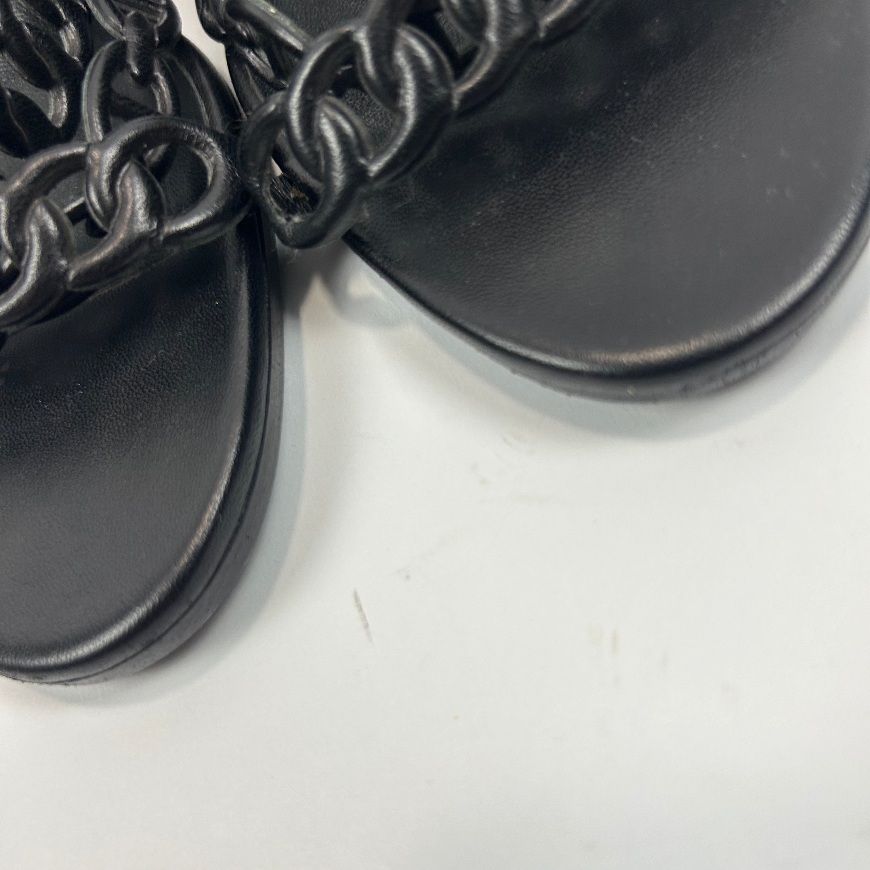 Hermes Black Chaine D'Ancre Heeled Sandals 38