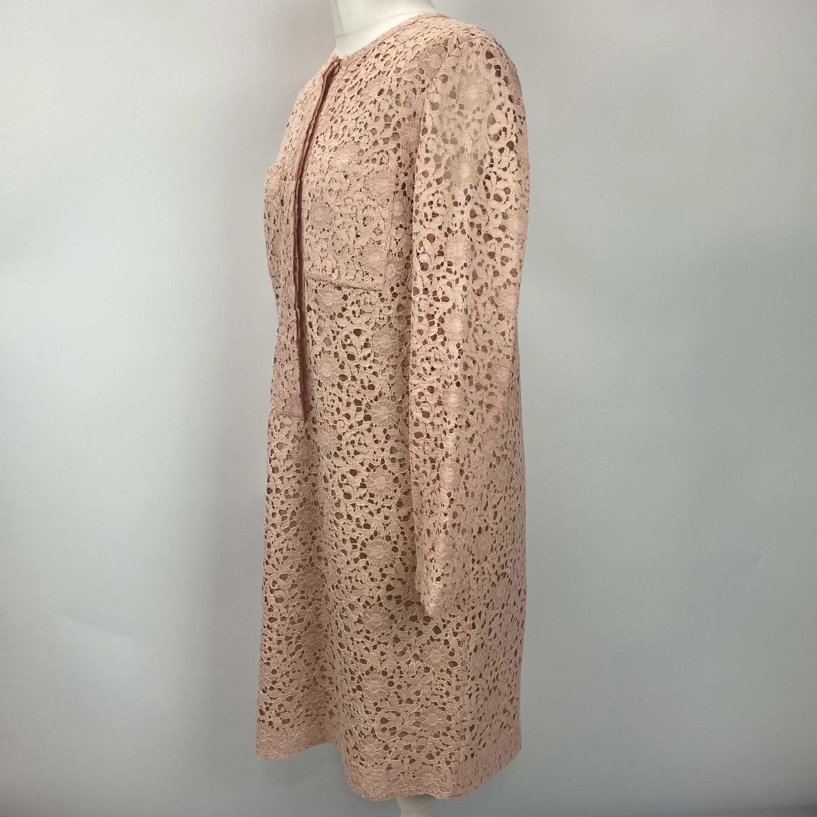 Victoria Beckham Nude Pink Lace Tunic Midi Dress L