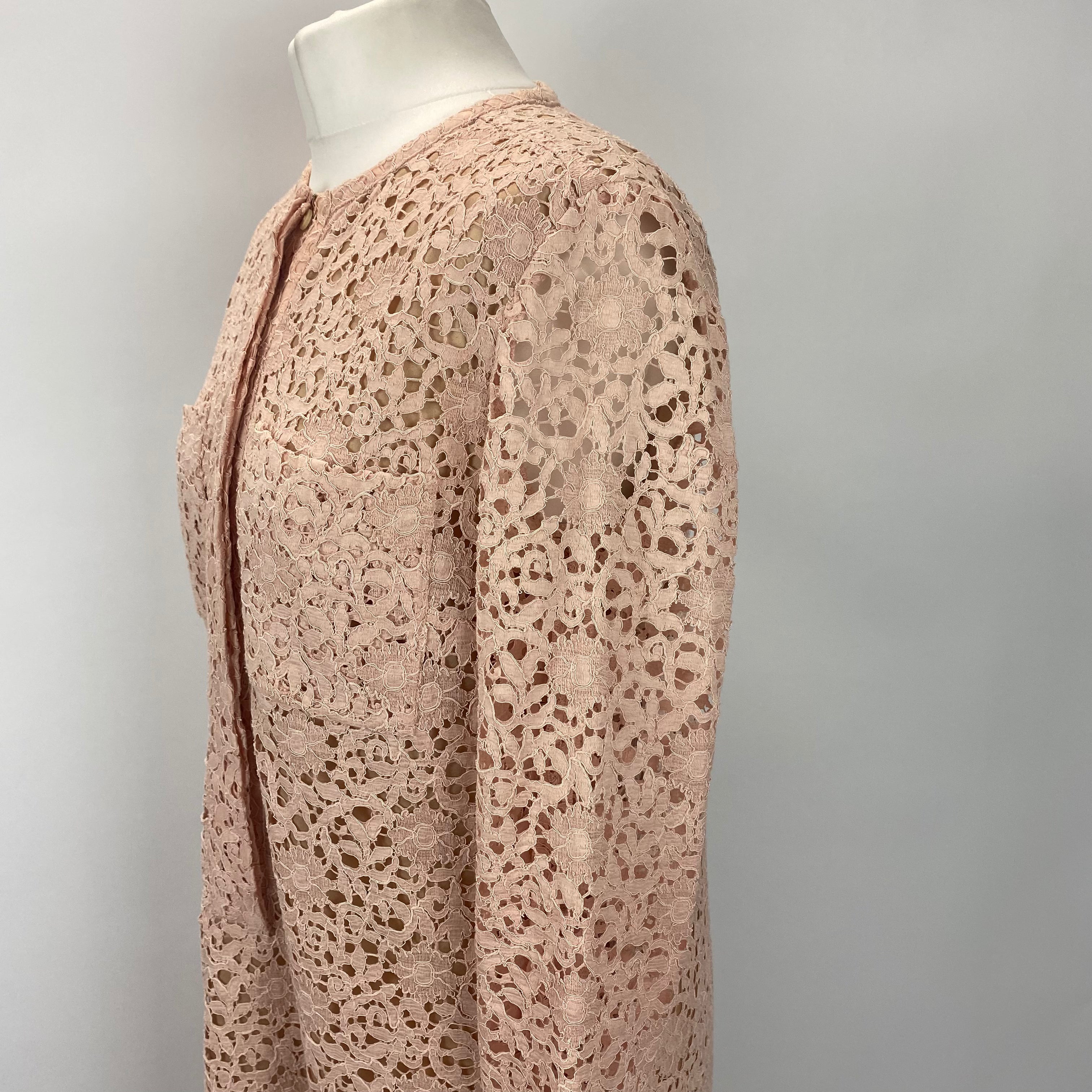 Victoria Beckham Nude Pink Lace Tunic Midi Dress L