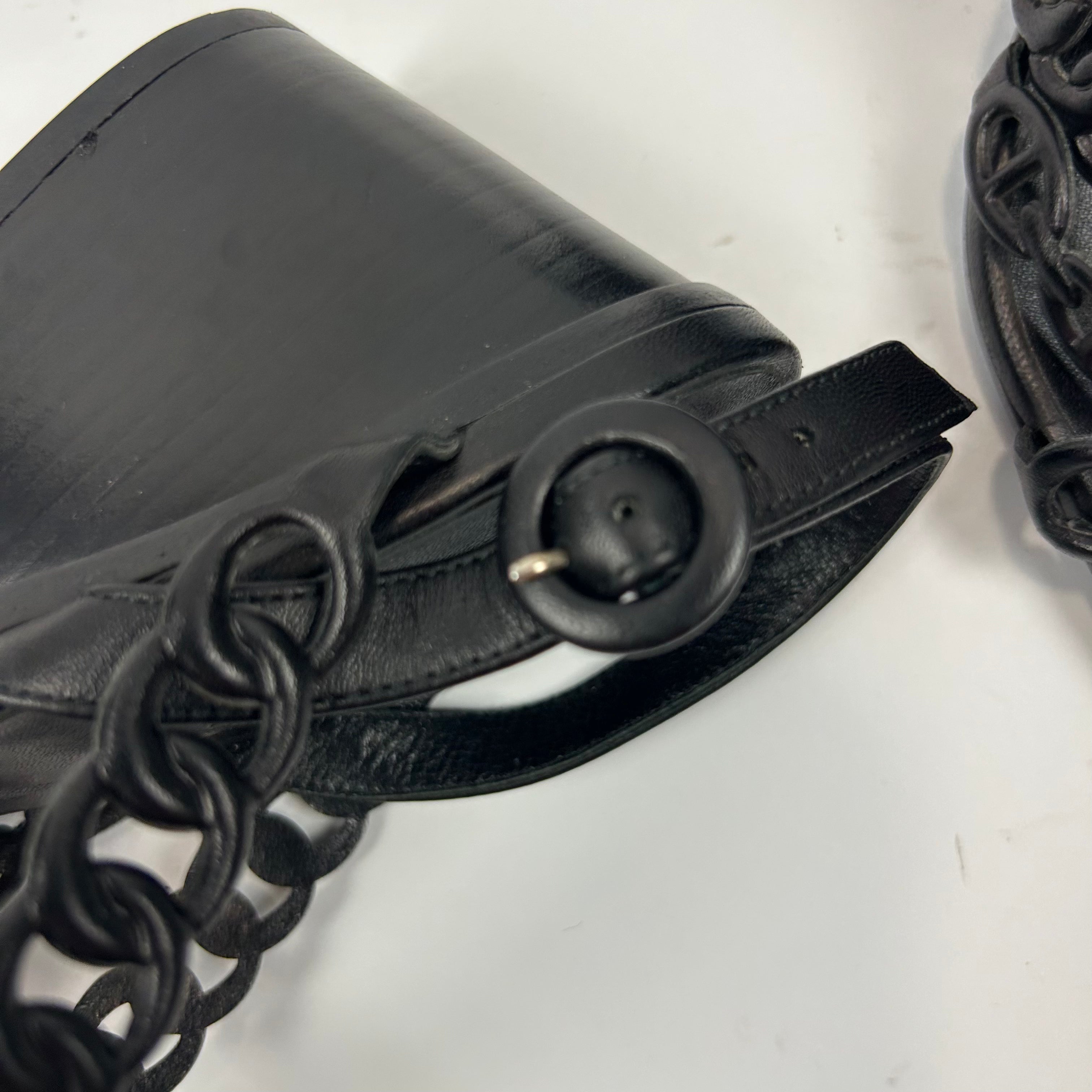Hermes Black Chaine D'Ancre Heeled Sandals 38