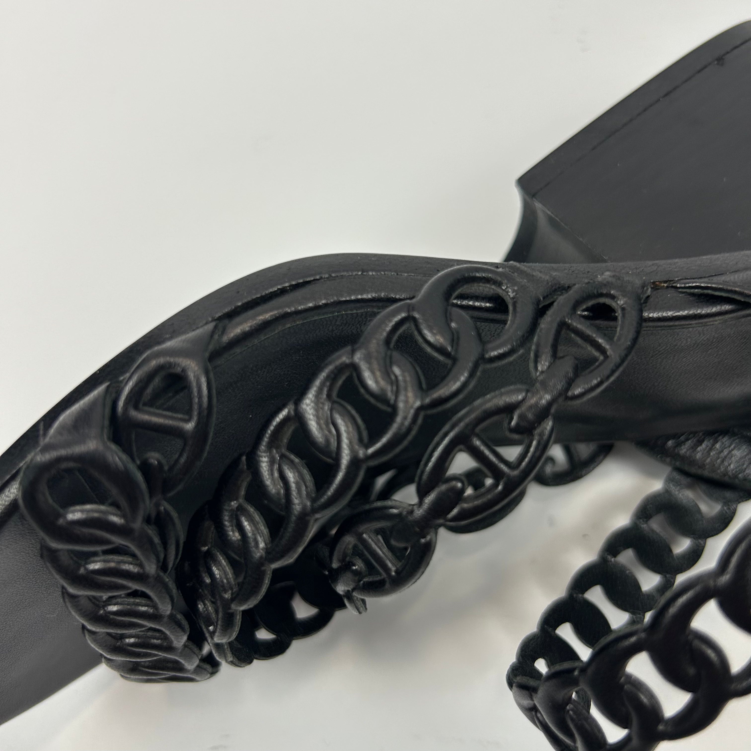 Hermes Black Chaine D'Ancre Heeled Sandals 38