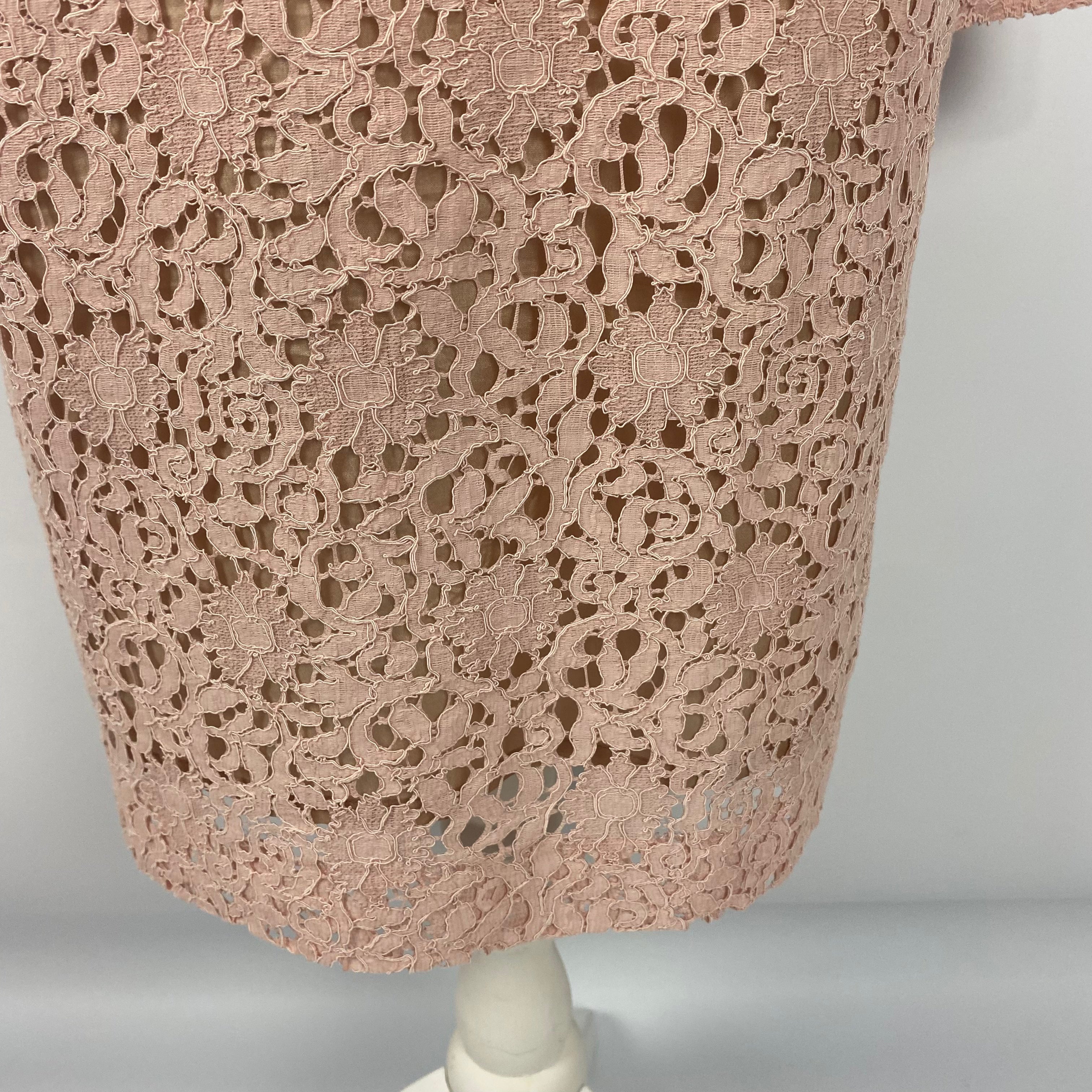 Victoria Beckham Nude Pink Lace Tunic Midi Dress L