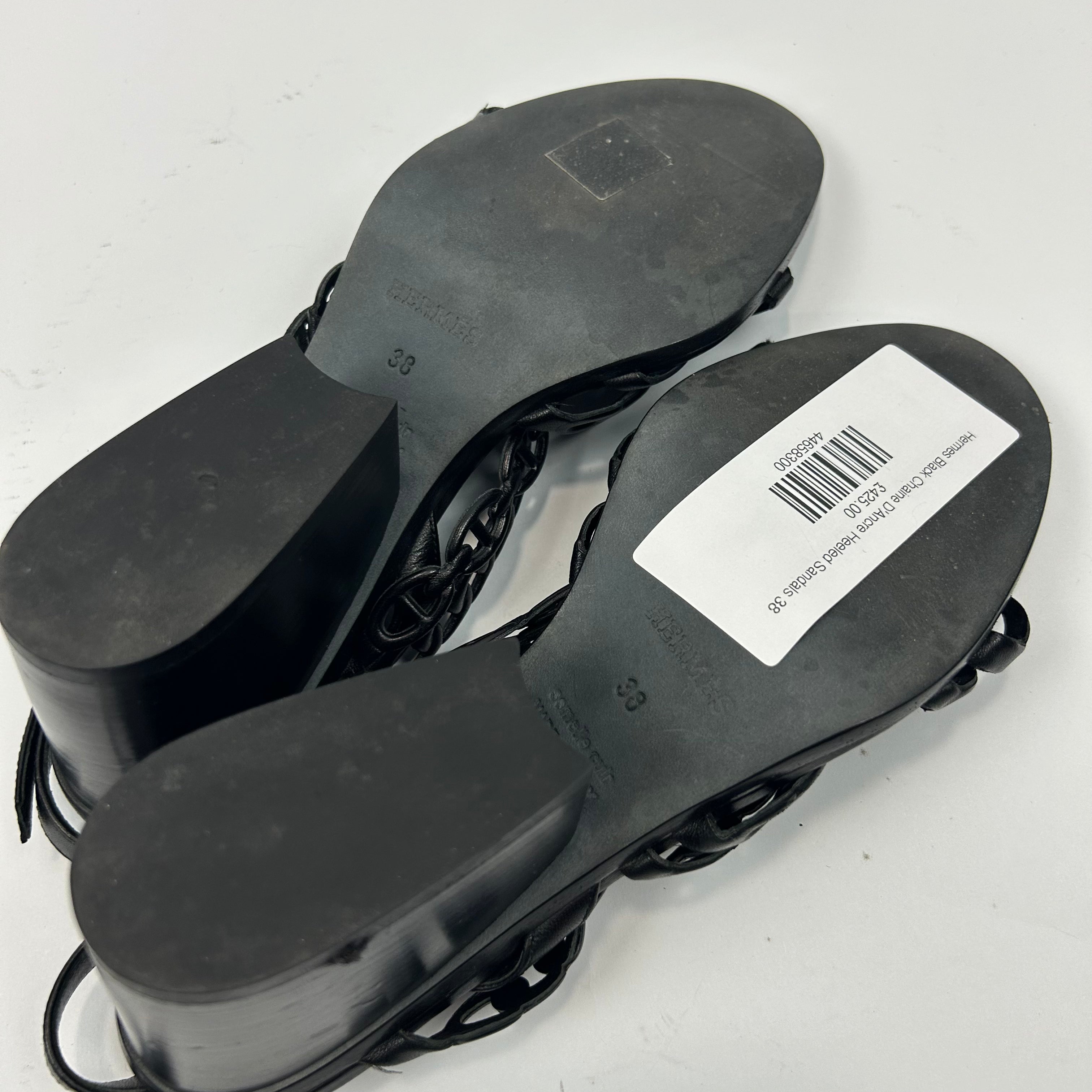 Hermes Black Chaine D'Ancre Heeled Sandals 38