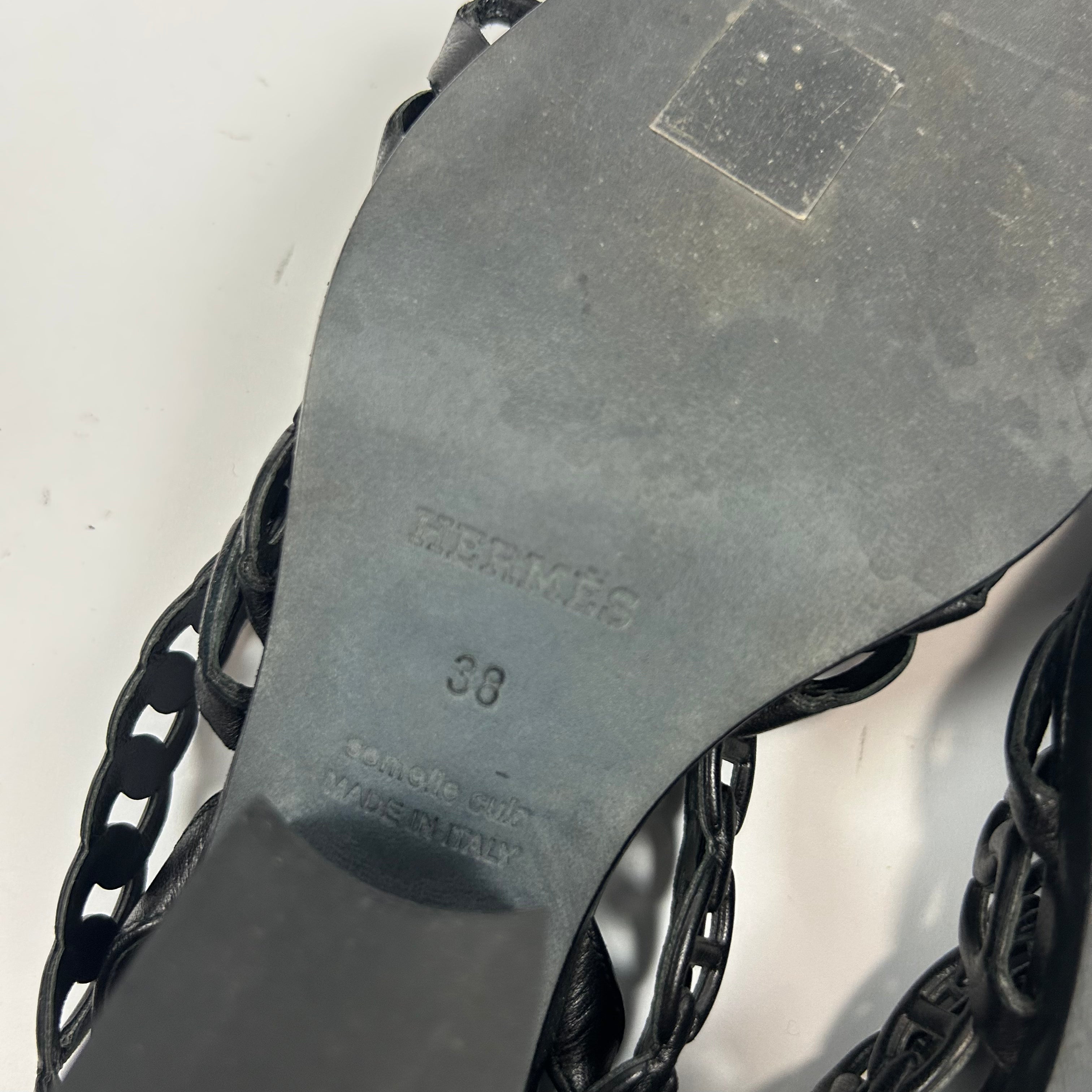 Hermes Black Chaine D'Ancre Heeled Sandals 38