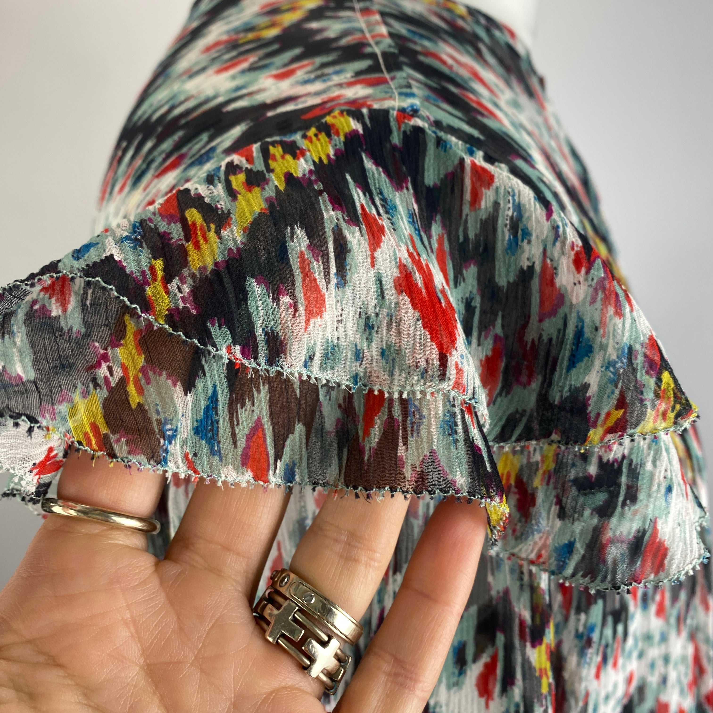 Isabel Marant Etoile New Ikat Print Silk Chiffon Maxi Dress XXS/XS